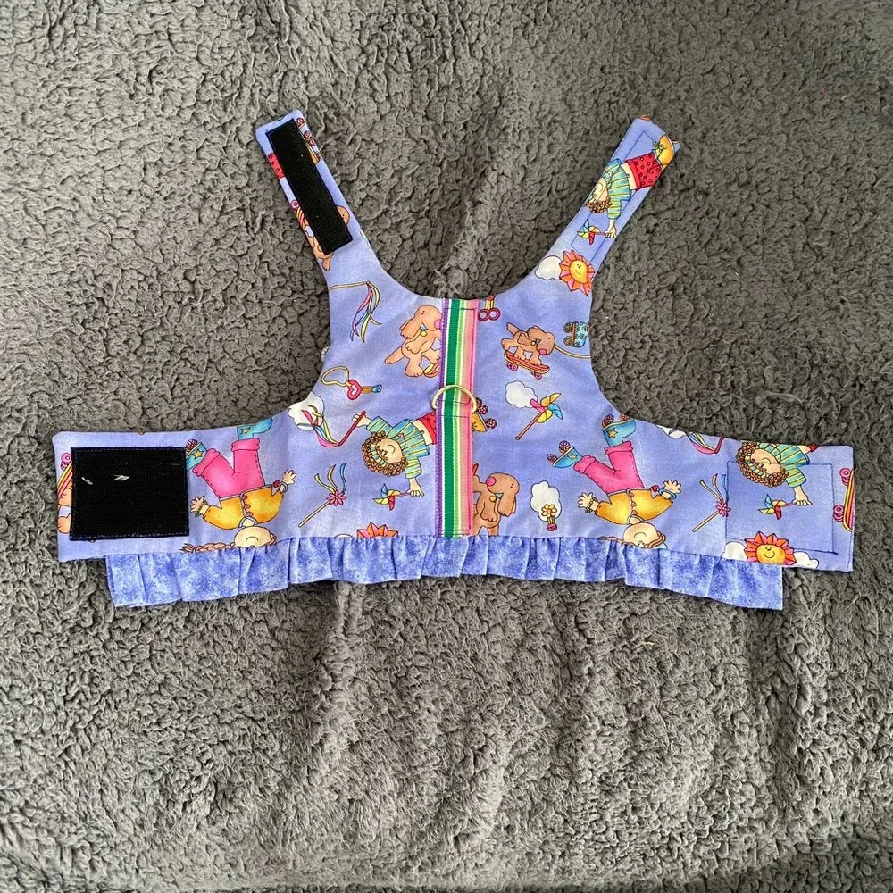 NEW- PURPLE with ruffle harness - handmade